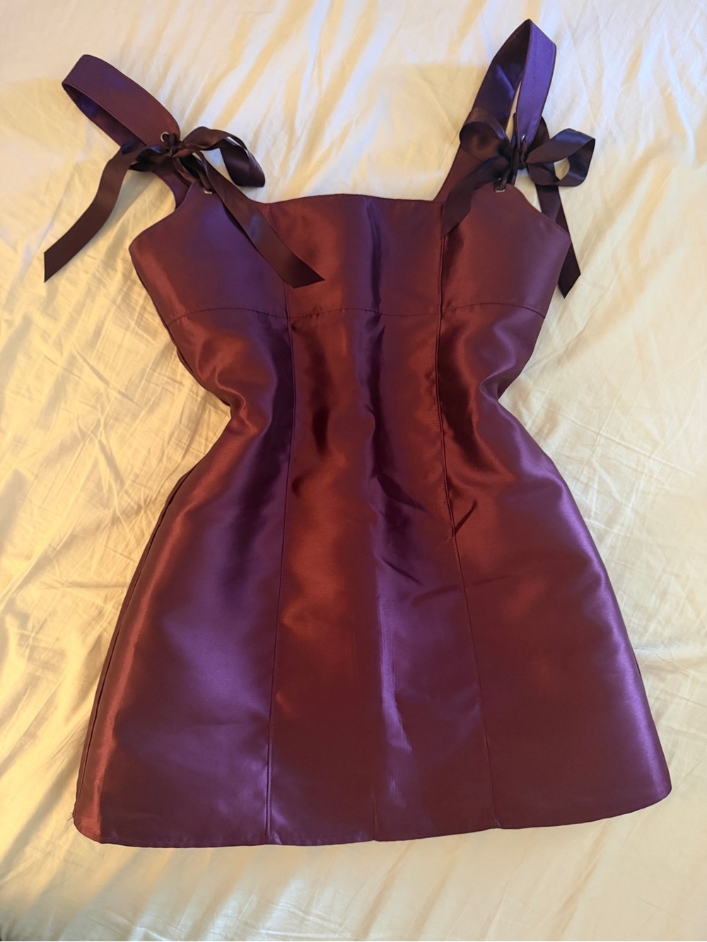Current Mood Satin Mini Dress in Deep Plum